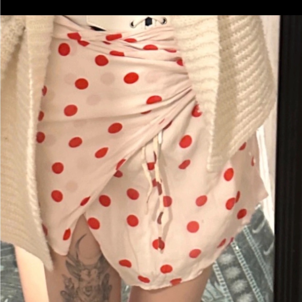 Polka dot wrap skirt